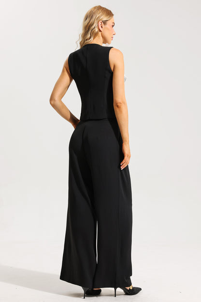 3d V-neck Top & Hight Waist Pants Set