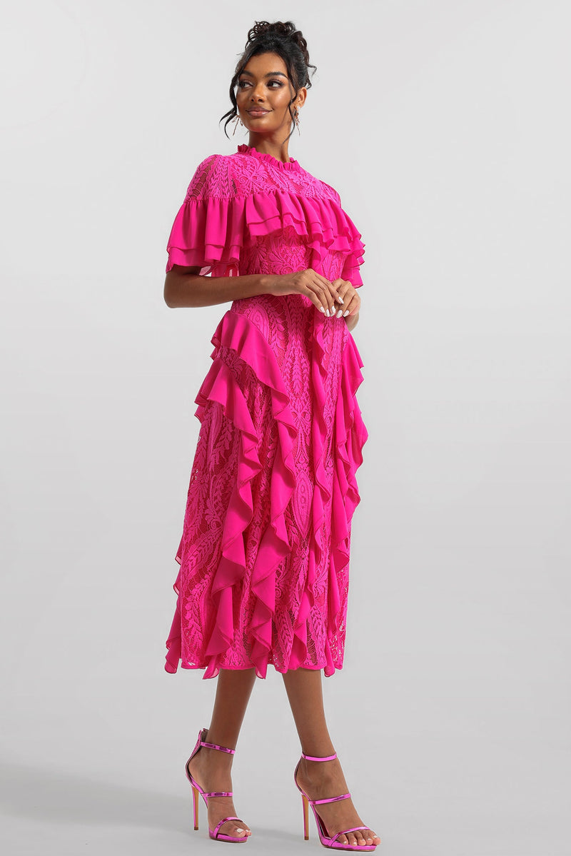 Lace Frill Midi Dress