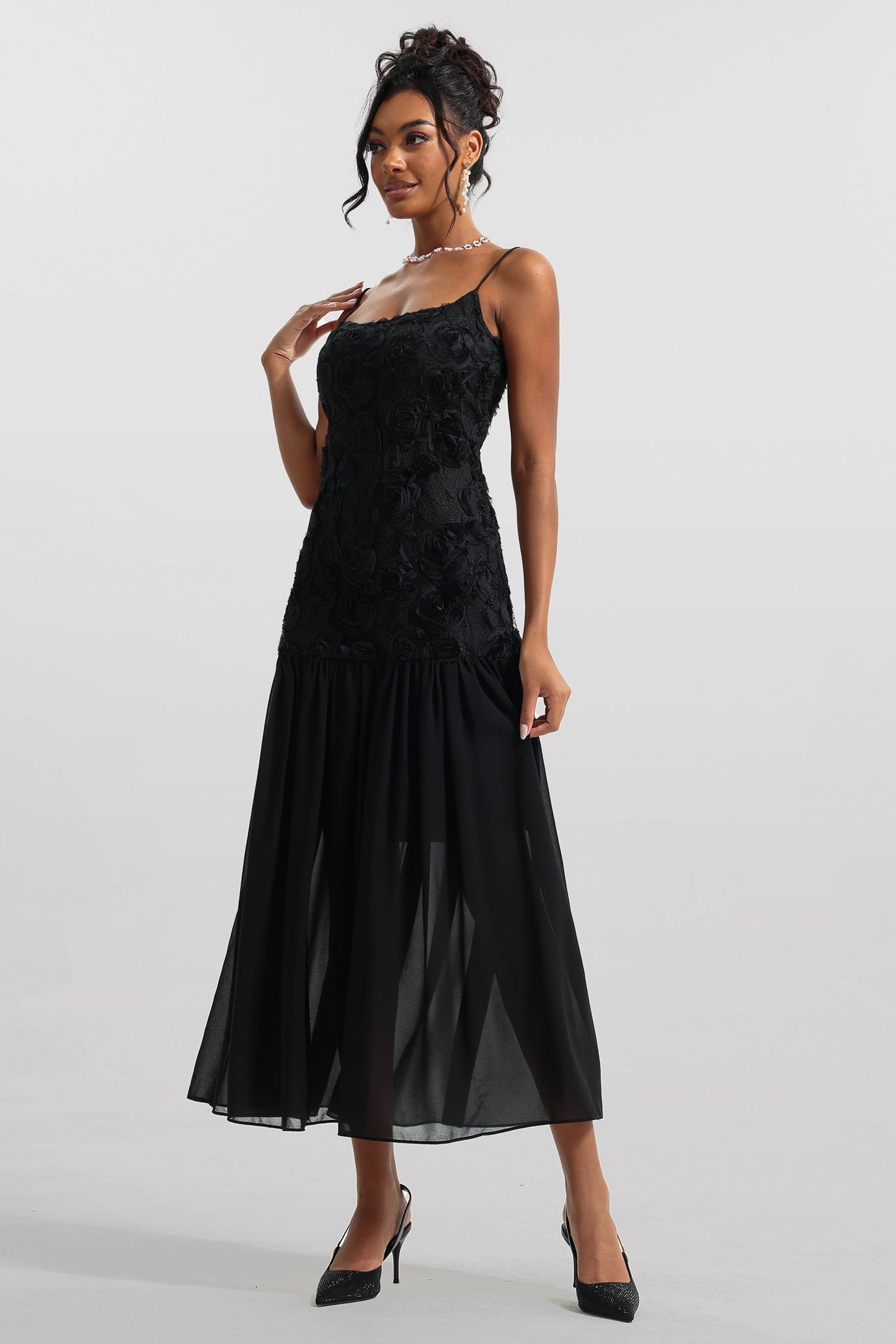 3d Sleeveless Midi Dress