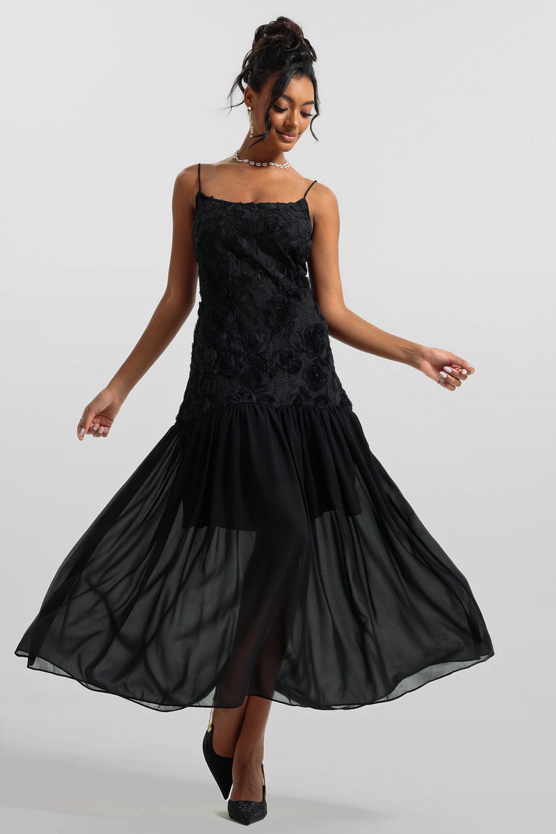 3d Sleeveless Midi Dress
