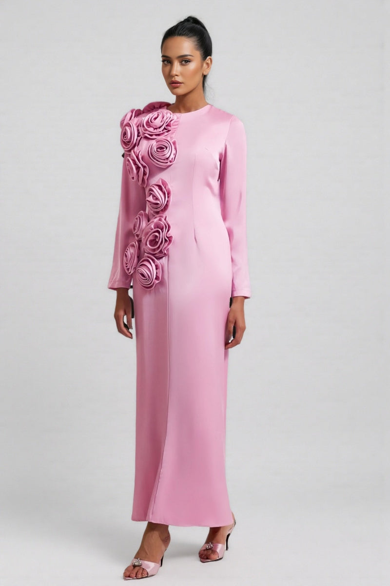 Samala 3d Satin Maxi Dress
