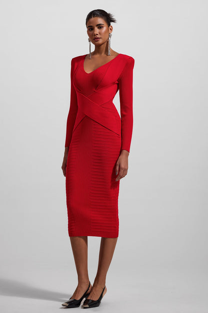 Jersey V-neck Bodycon Maxi Dress