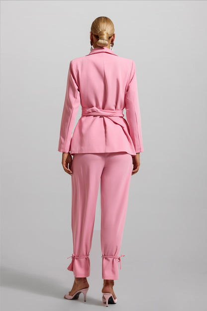 Long Sleeve Blazer & High Waist Lace Up Pants Set
