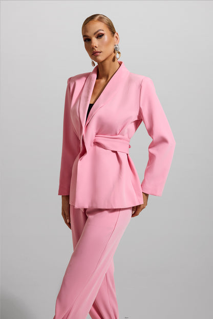 Long Sleeve Blazer & High Waist Lace Up Pants Set