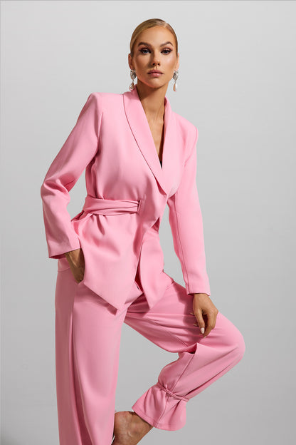 Long Sleeve Blazer & High Waist Lace Up Pants Set