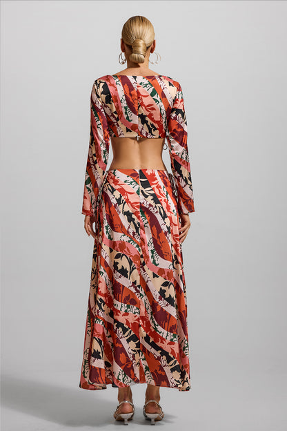 Cut-out Long Sleeve Midi Dress