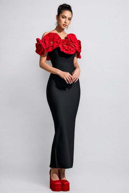 Tulip 3d Flower Bandage Midi Dress