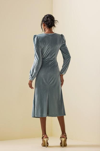 Velvet Rhinestone Midi Dress