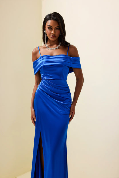Satin Off-shoulder Maxi Dress
