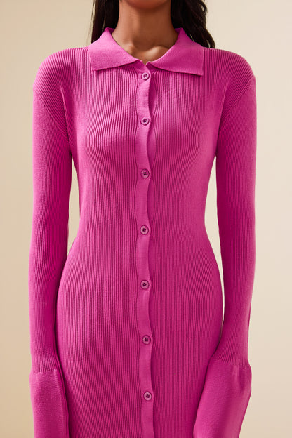 Jersey Button Midi Dress