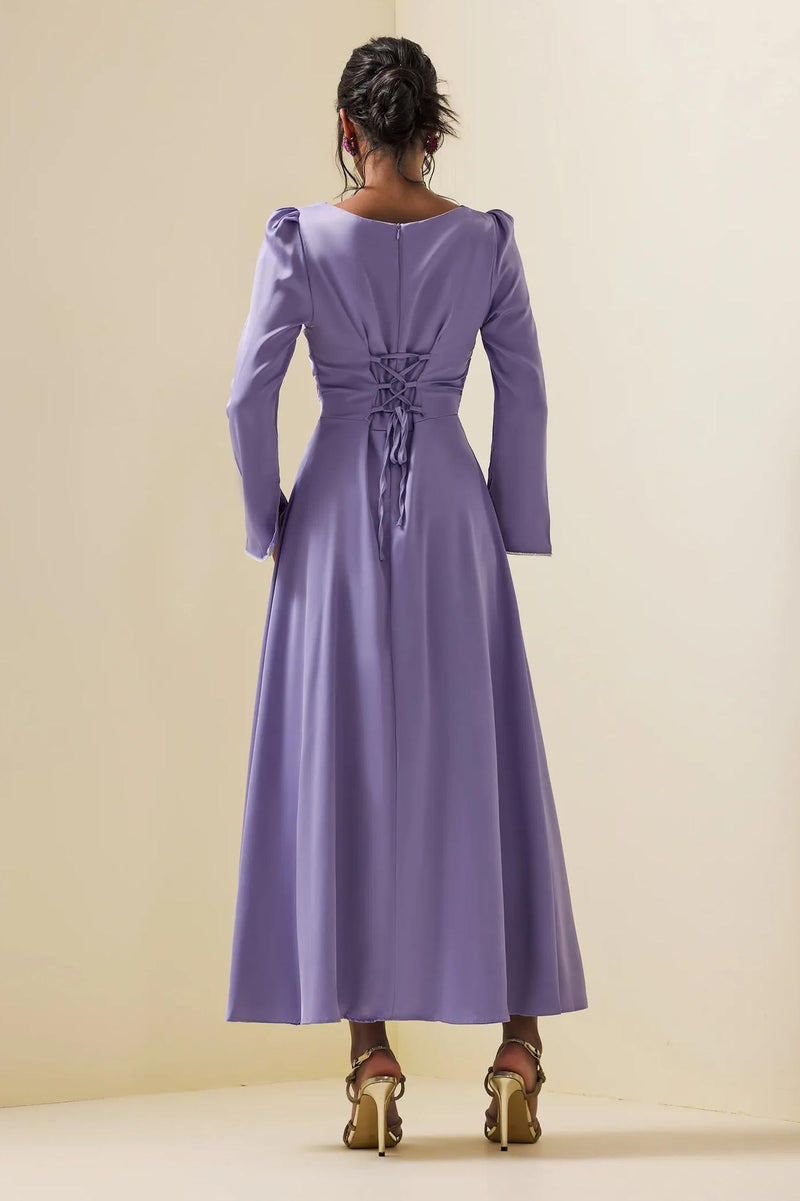 Satin Rhinestone Maxi Dress