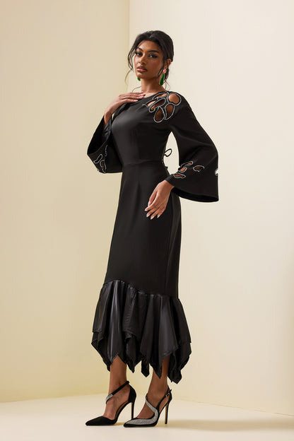 Cut-out Rhinestone Midi Dress