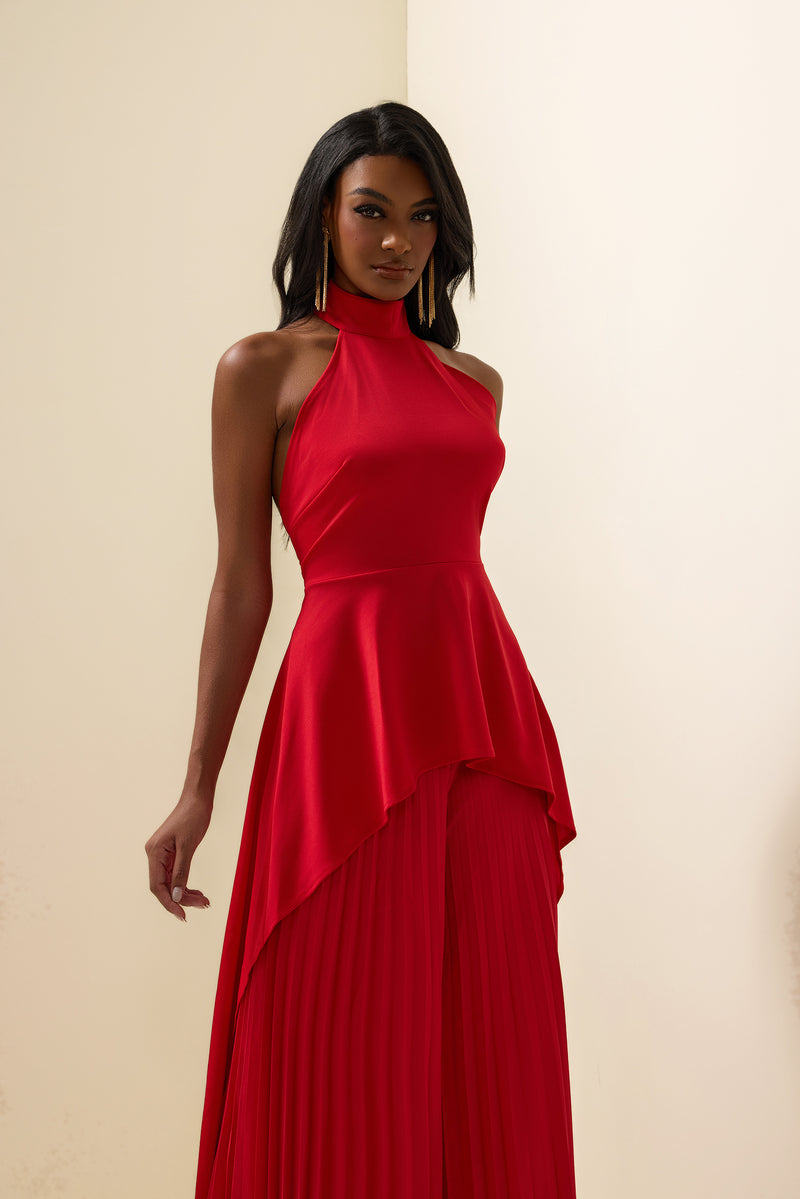 Sleeveless Top �?high Waist Pleated Pants Set