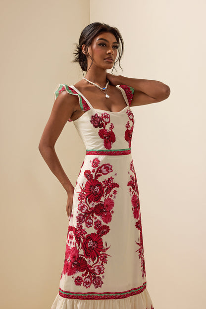 Sleeveless Sweetheart Neck Splicing Midi Dress