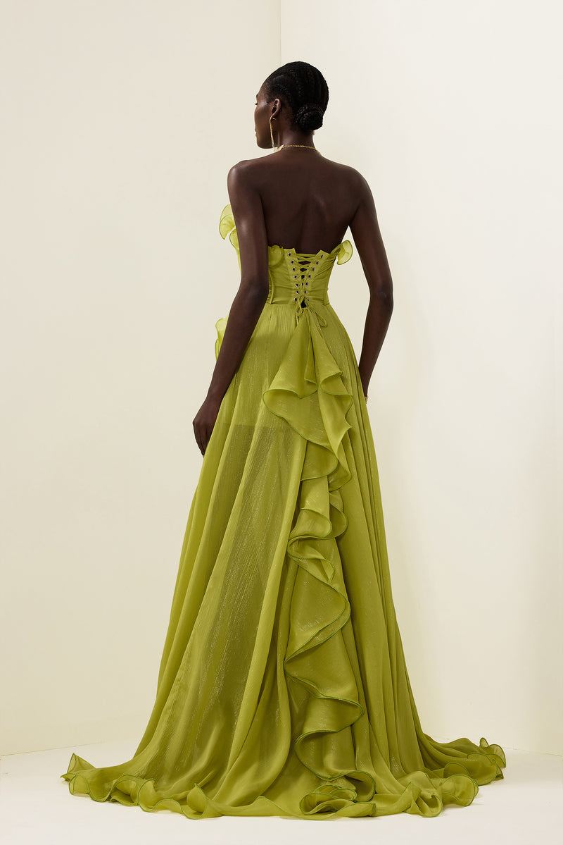 Frill Sweetheart Neck Sleeveless Maxi Dress