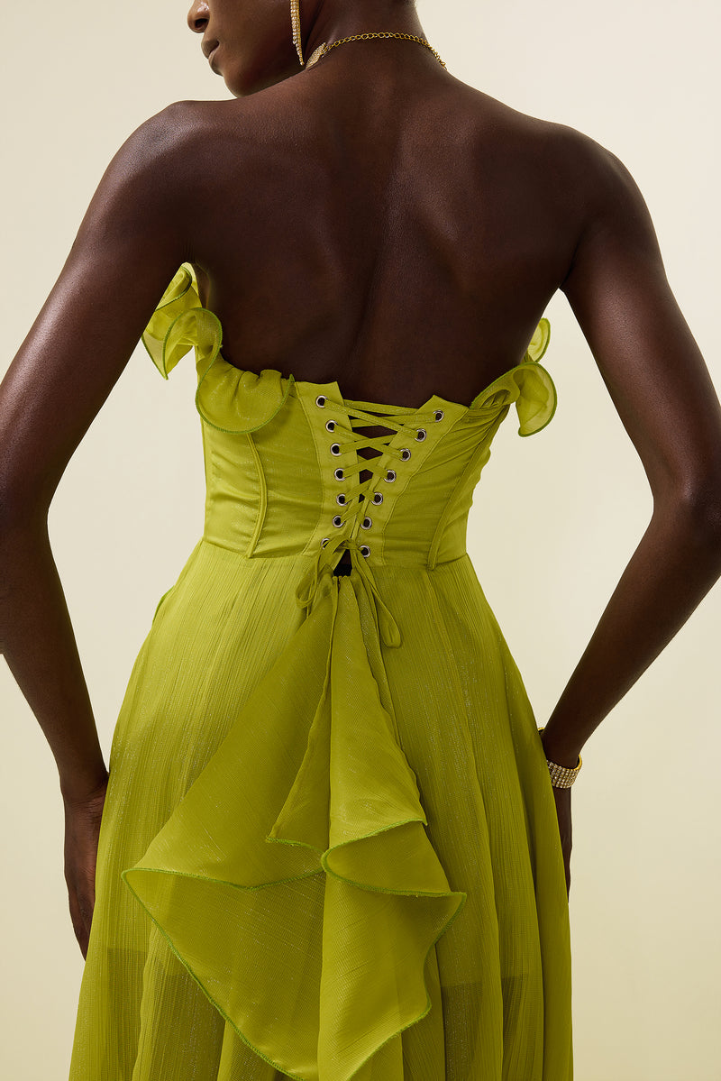Frill Sweetheart Neck Sleeveless Maxi Dress