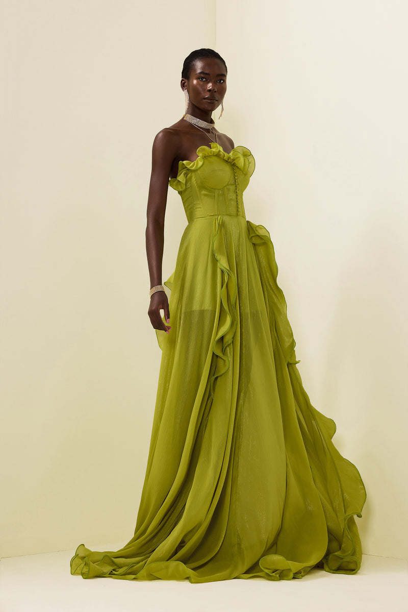 Frill Sweetheart Neck Sleeveless Maxi Dress