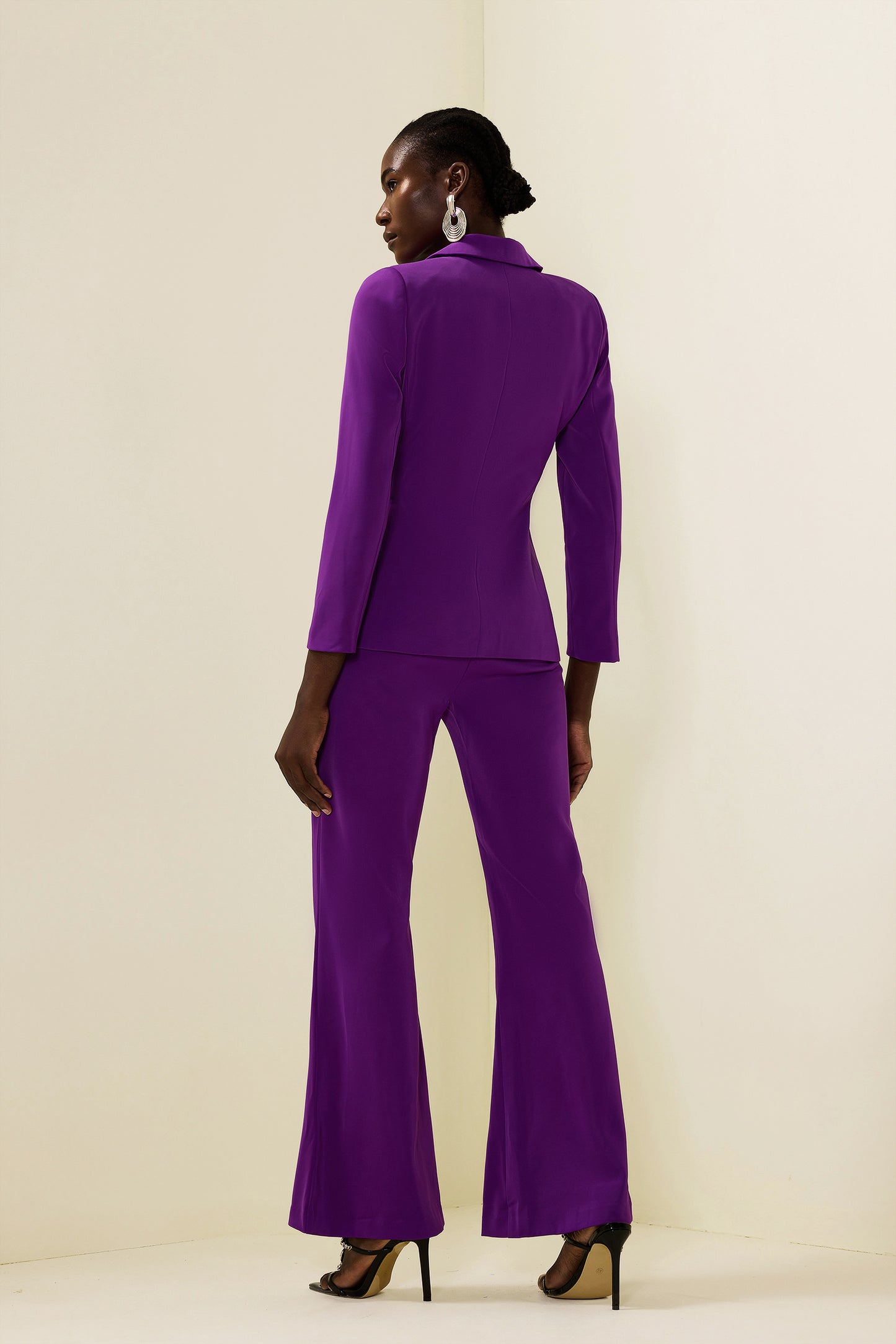 Ruched Bottom Blazer ＆mid Waist Pants Set