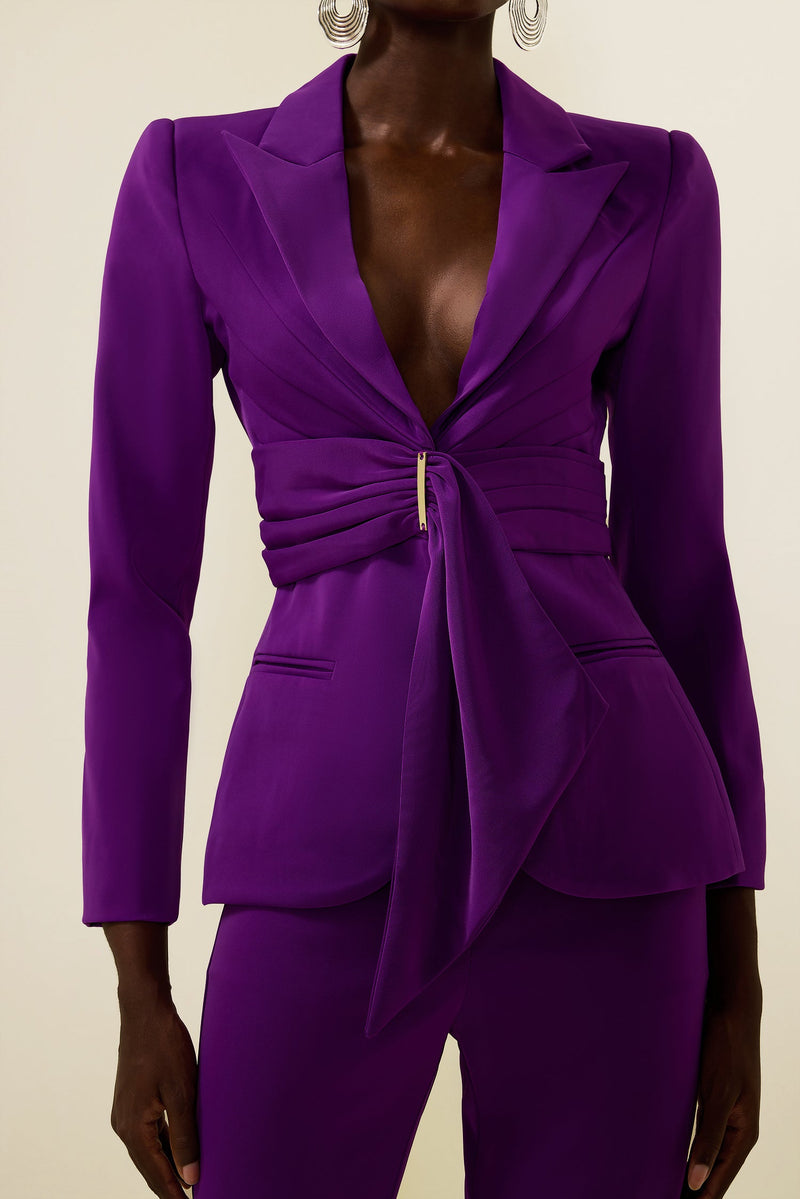 Ruched Bottom Blazer ＆mid Waist Pants Set