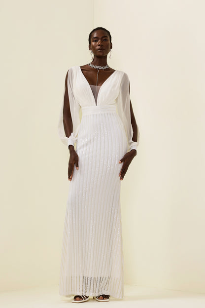 Sequin Cut-out Maxi Dress