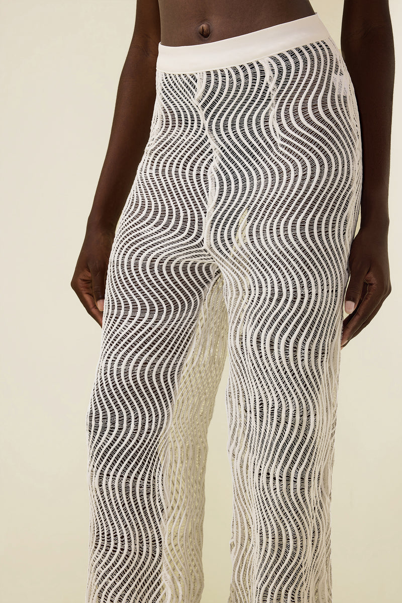 Wavy Line Jacquard Mid Waist Pants