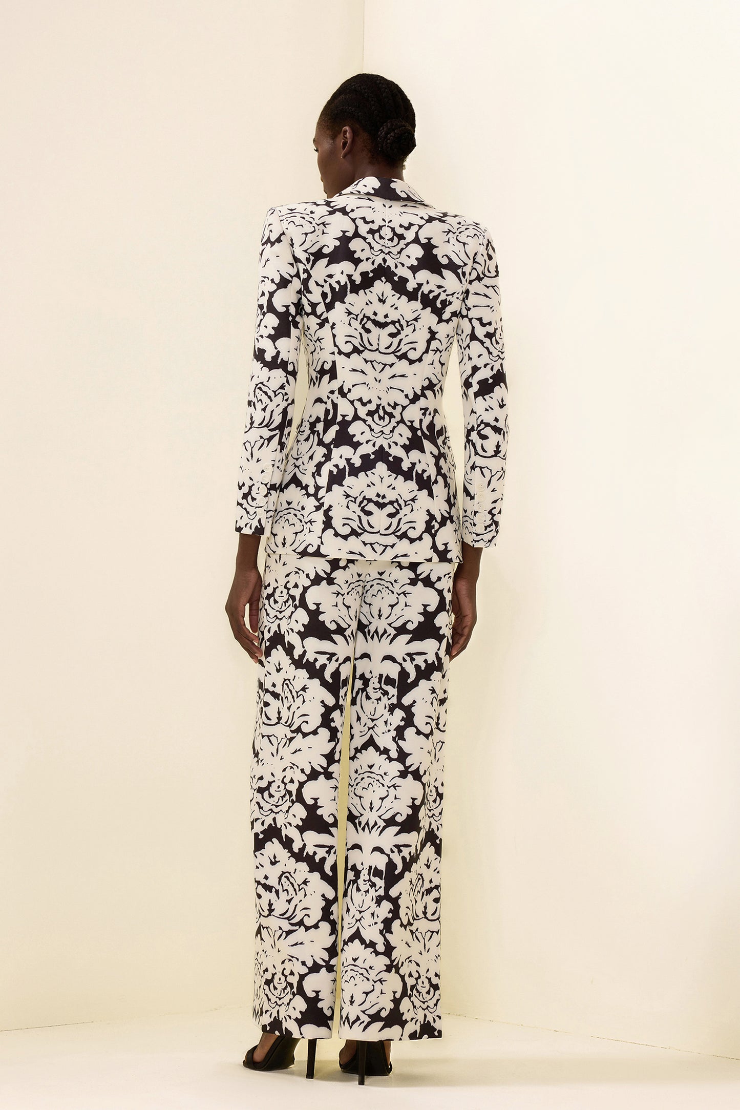 Shoulder Pad Top & Hight Waist Pants Set