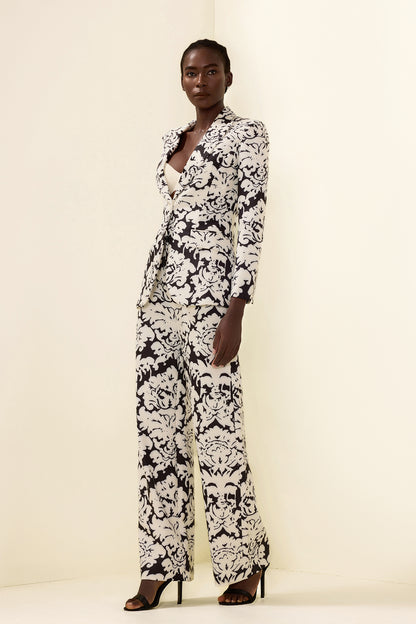 Shoulder Pad Top & Hight Waist Pants Set