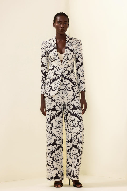 Shoulder Pad Top & Hight Waist Pants Set