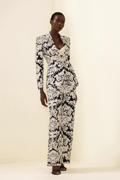 Shoulder Pad Top & Hight Waist Pants Set