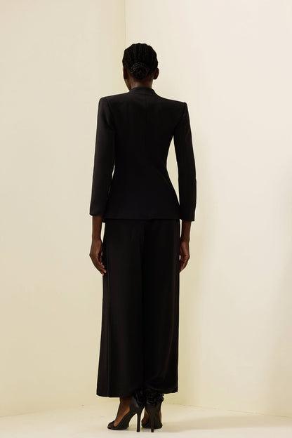 Ruched Bottom Blazer ＆ Mid Waist Pants Set
