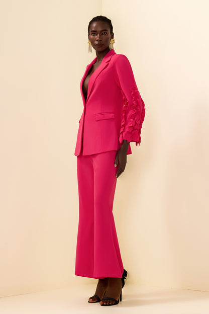 Frill Long Sleeeve Blazer & High Waist Pants Set