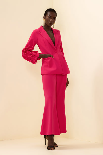 Frill Long Sleeeve Blazer & High Waist Pants Set