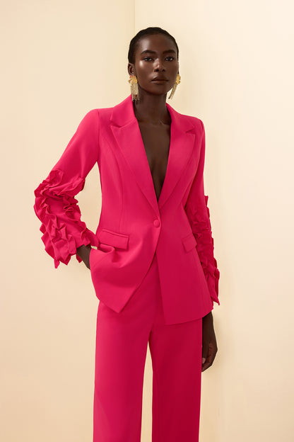 Frill Long Sleeeve Blazer & High Waist Pants Set