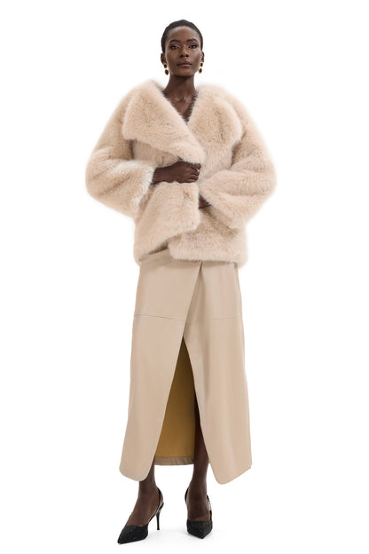 Faux Fur Flapped Coat