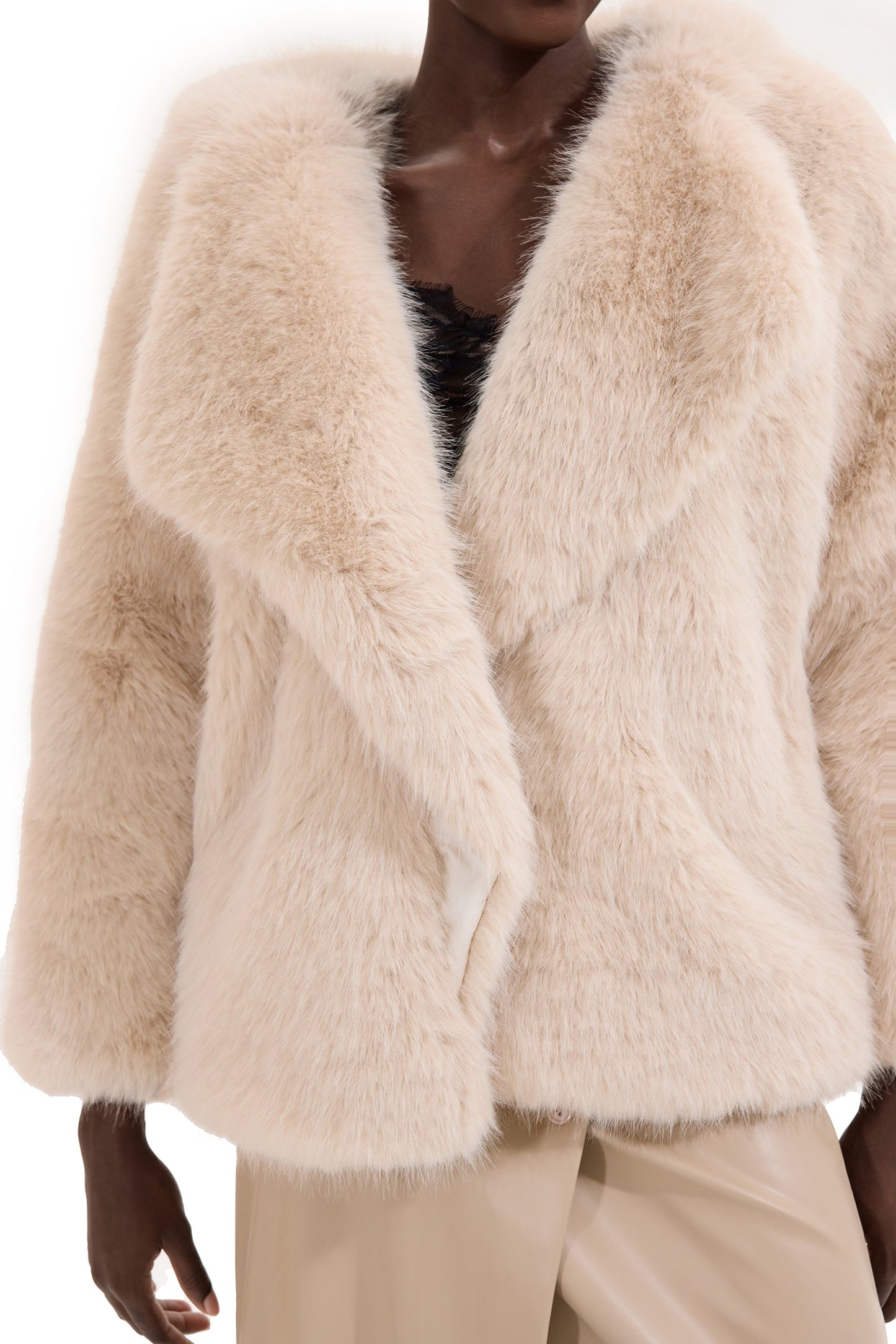 Faux Fur Flapped Coat