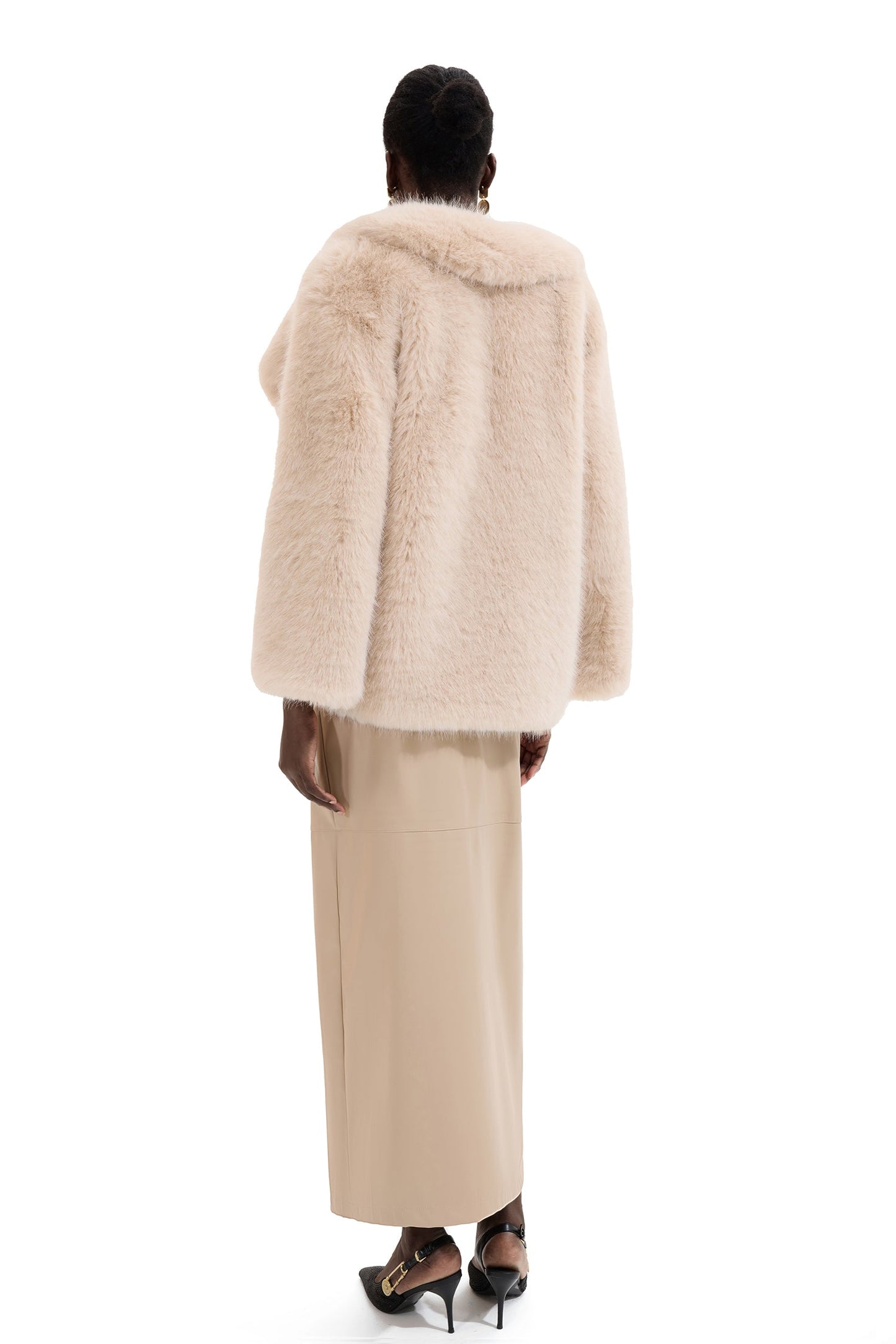 Faux Fur Flapped Coat