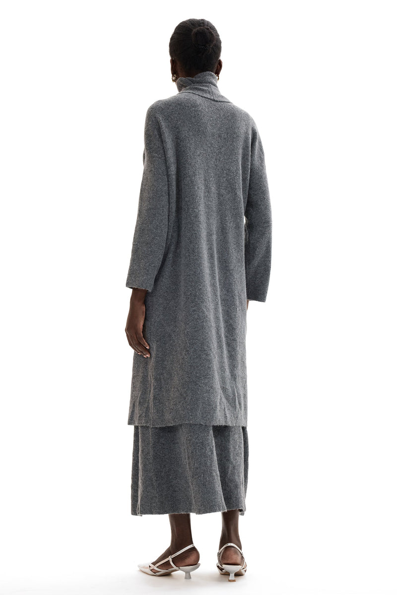 Long Sleeve Cardigan & High Neck Sleeveless Top & Maxi Skirt Set