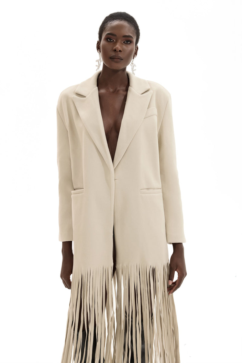 Woolen Flapped Midi Coat With Belt