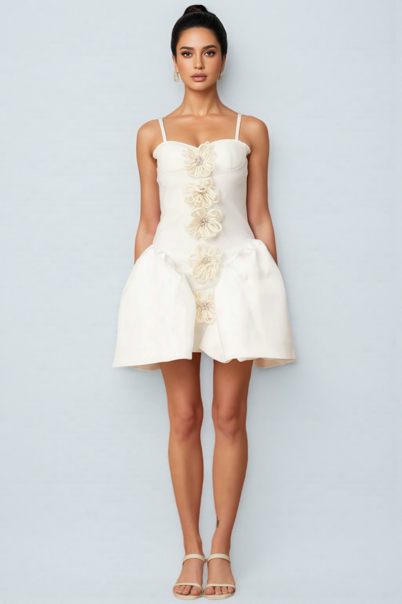 Juyce White 3d Mini Dress