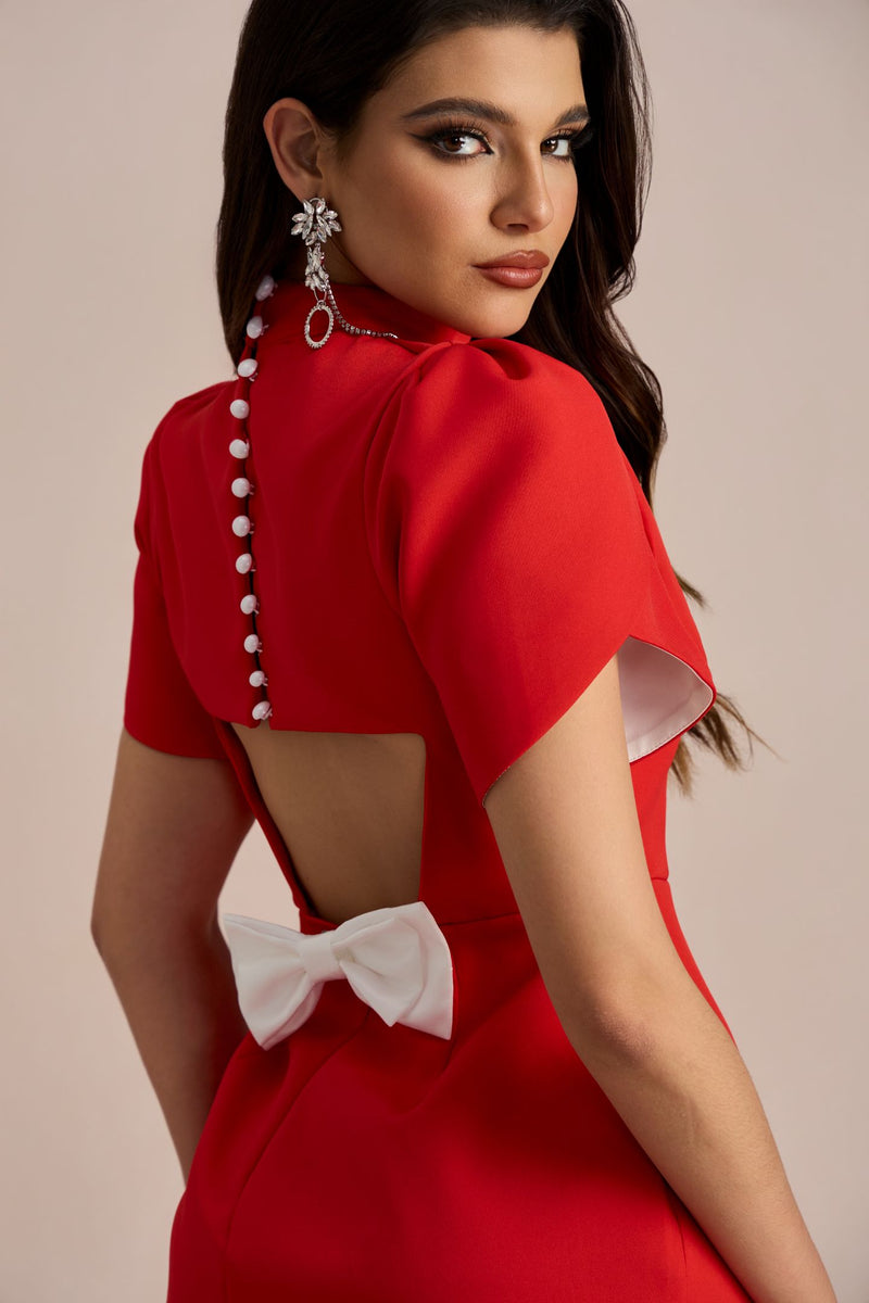 Adela Cut-out Bowknot Mini Dress