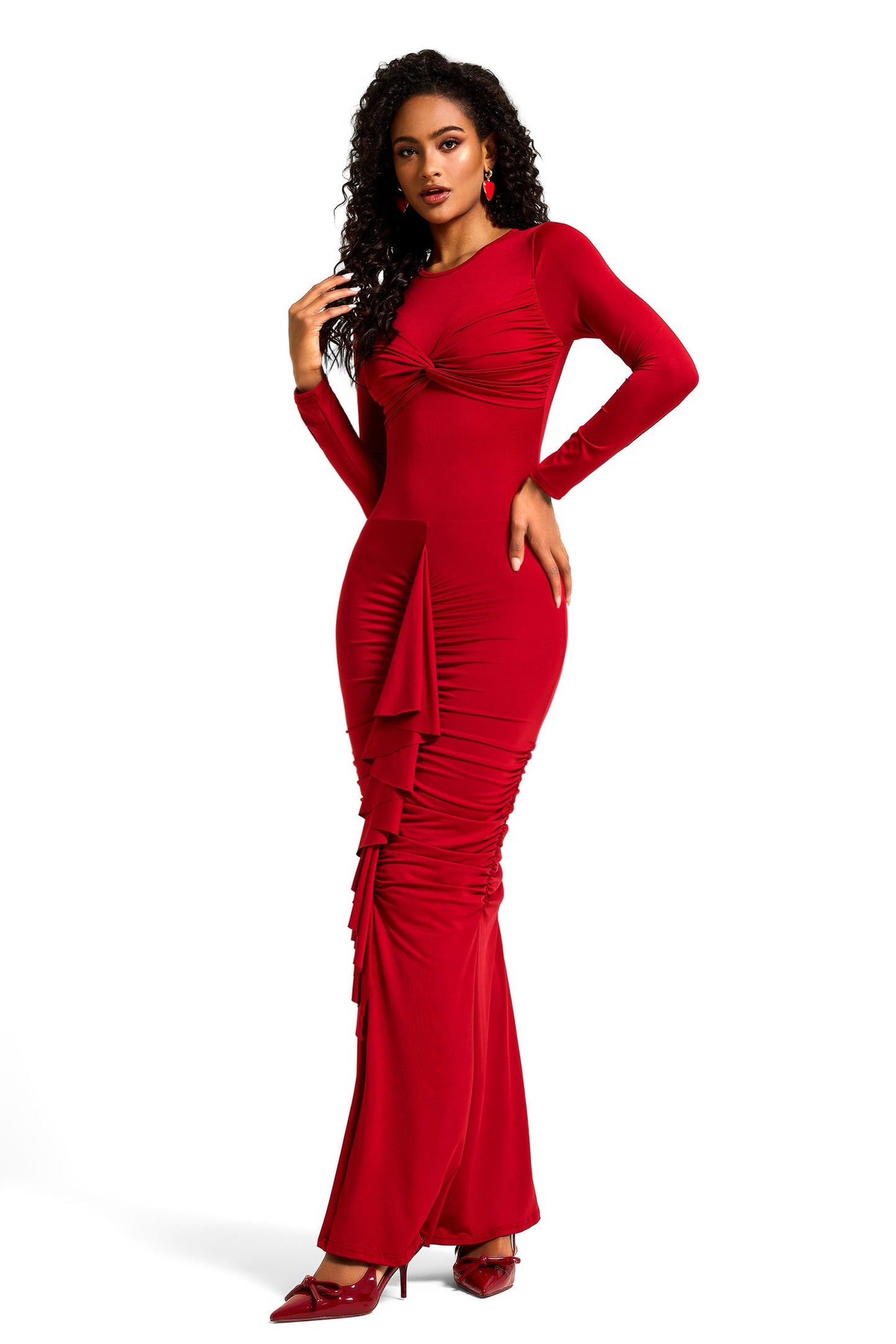 Jersey Ruched Midi Dress