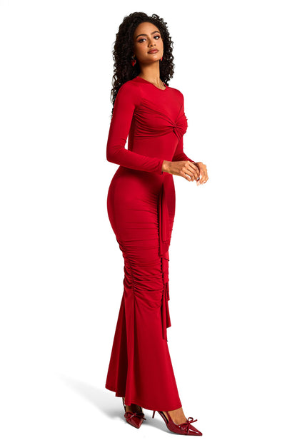 Jersey Ruched Midi Dress