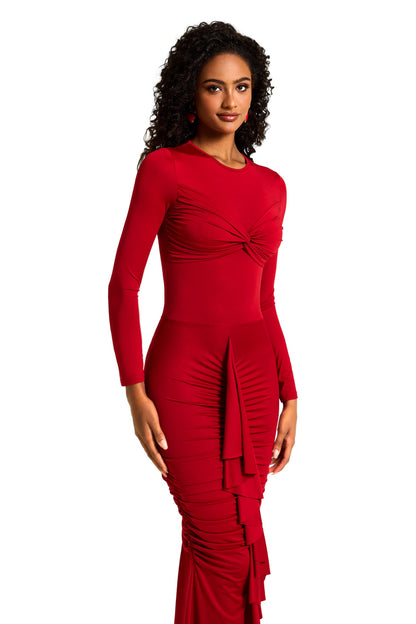 Jersey Ruched Midi Dress