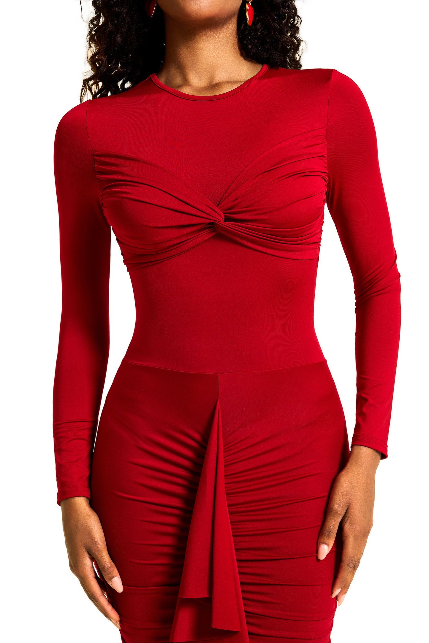 Jersey Ruched Midi Dress