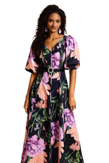 V-neck Midi Dress With Belt