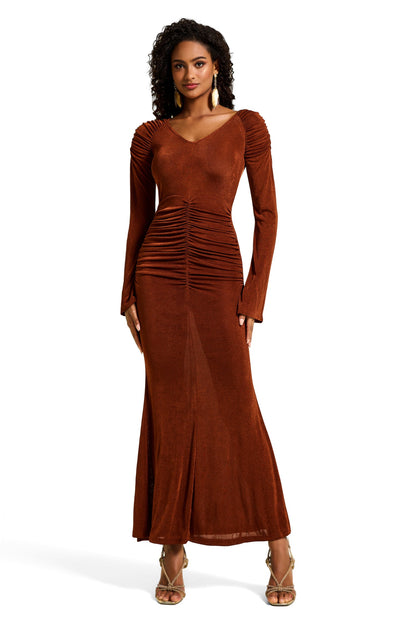 Jersey Ruched Midi Dress