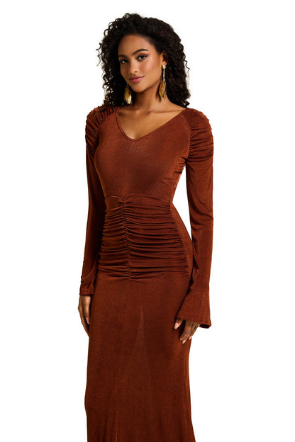 Jersey Ruched Midi Dress