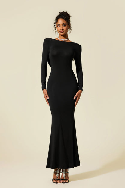 Jersey Bow Backless Midi Dress