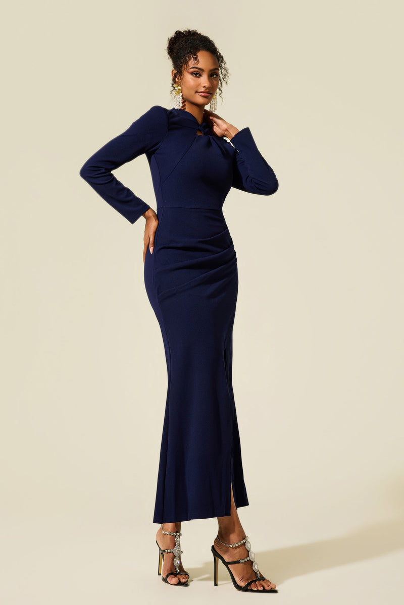 Knotted Split Midi Dress