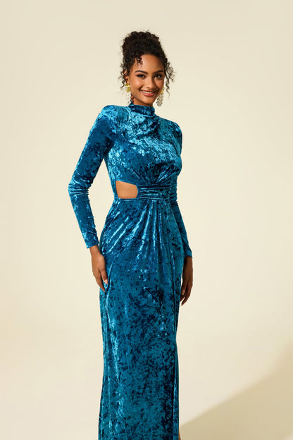 Velvet Cut-out Midi Dress